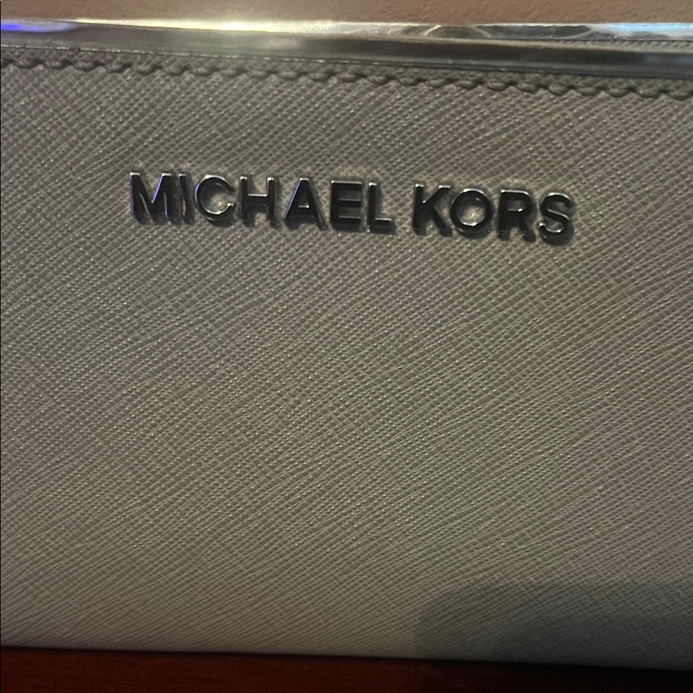 Michael Kors Silver and Cream Clutch